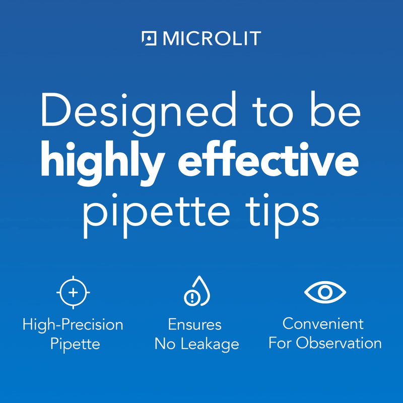 MICROLIT - 10 mL Micropipette Pipette Tips, Low-Retention Hydrophobic Transfer Pipette Tips, Nonpyrogenic Sterile Plastic, Clean-Release Laboratory Pipette Tips, 100 Count 10 mL (100 count)