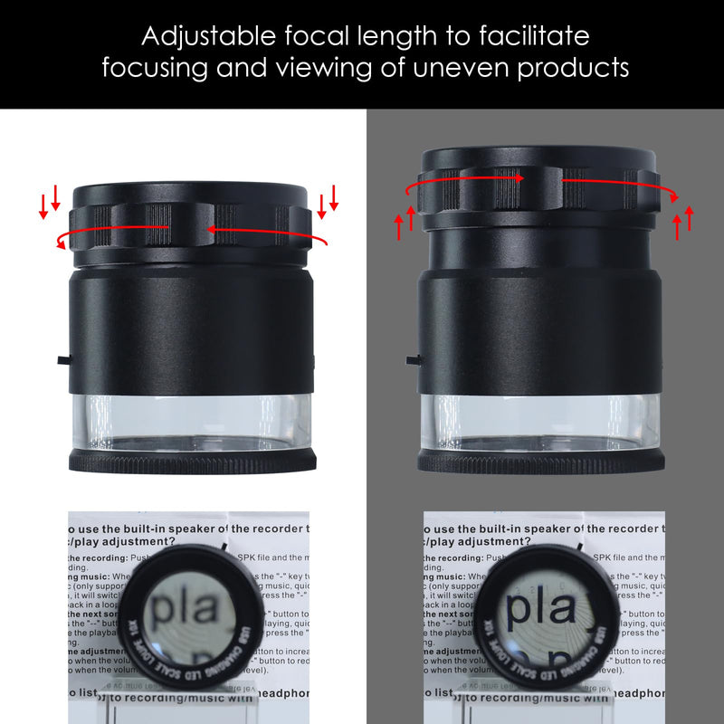 10X Rechargeable Jewelers Loupe Magnifier with LED Light & Detachable Reticle Scale, 25mm Field of View, Adjustable Focus Scale Loupe Jewelry Magnifying Glass for Gems, Coins, Watches, Close Work