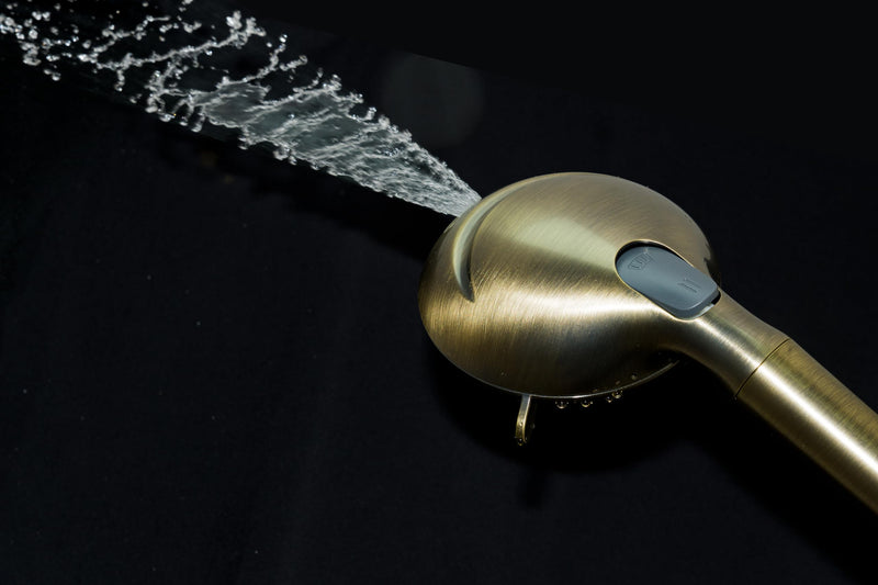 Kingston KXH936A3 9-Function Hand Shower with Power Wash, Antique Brass 4-15/16" (L) x 3-1/8" (W) x 11-3/4" (H)
