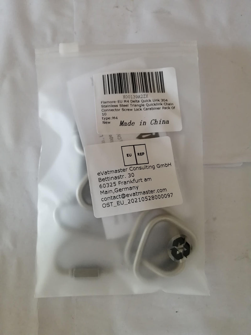 Flomore Delta Quick Link 304 Stainless Steel Triangle Quicklink Chain Connector Screw Lock Carabiner M4