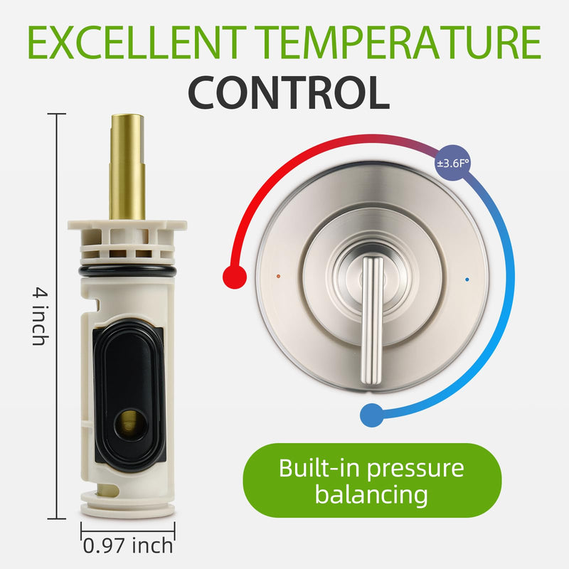 1222 Replacement Cartridge Kit for Moen One Handle Posi Temp Faucet, Compatible with Moen Bathtub & Shower Valve Cartridge, Durable Brass & Plastic Construction