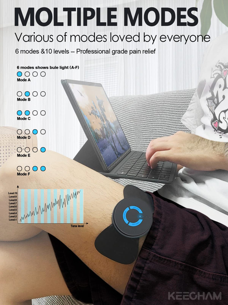 Tens Black Unit with 2 Pads,EMS Microcurrent Mini Massager Machine,Low Frequency Multi Function Physiotherapy Instrument Muscle Stimulator,Full Body Pain Relief Therapy Device(FSA or HSA Eligible)