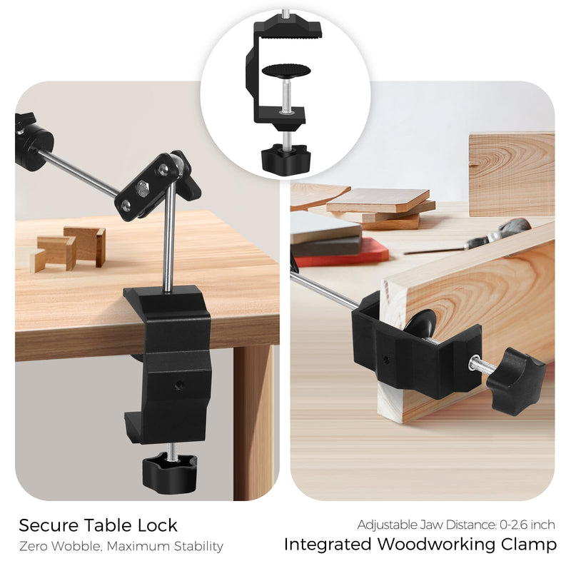 Helping Hands Soldering Clamp with 16" Flexible Arm, 360° Rotating Bracket- Adjustable Clamps for Hold Hot Air Guns, PCB, Welding, DIY, Repairs, and Craft Projects