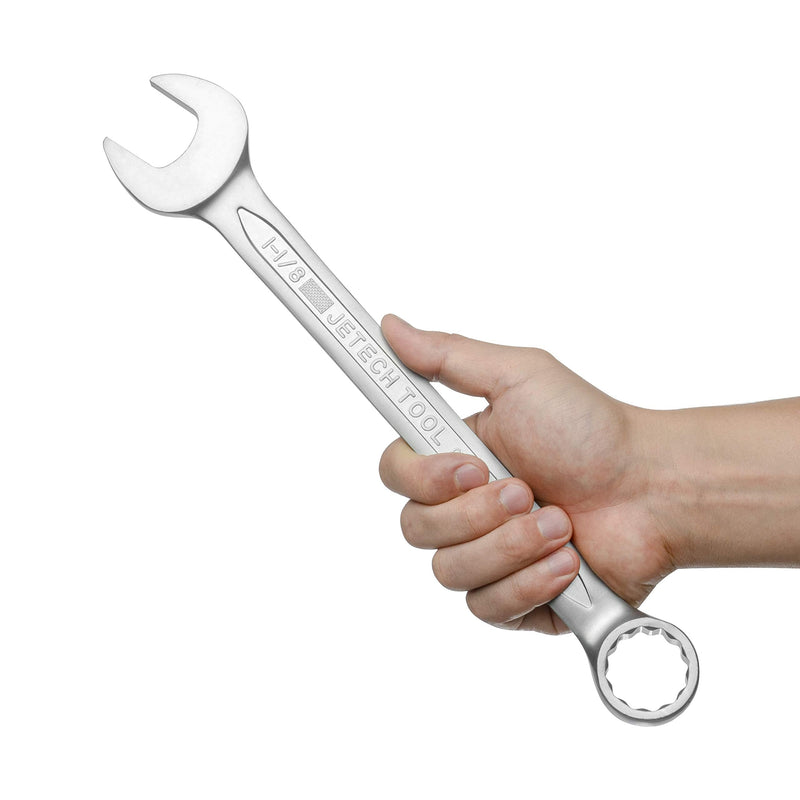 Jetech 1-1/8 Inch Combination Wrench - Industrial Grade Spanner with 12-Point Design, 15-Degree Offset, Durable Chrome Vanadium Steel, Forged, Heat-Treated, SAE Single SAE 1-1/8"