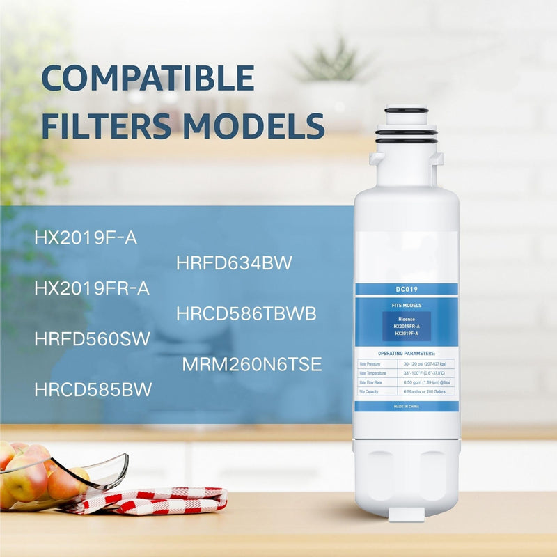 HX2019FR-A, HX2019F-A Water Replacement, Compatible With Hisense HRM260N6TSE, HRFD560SW, HRCD585BW, HRCD650BW, HRFD634BW, HRCD586TBWB and Mora MRM260N6TSE, 1 PC