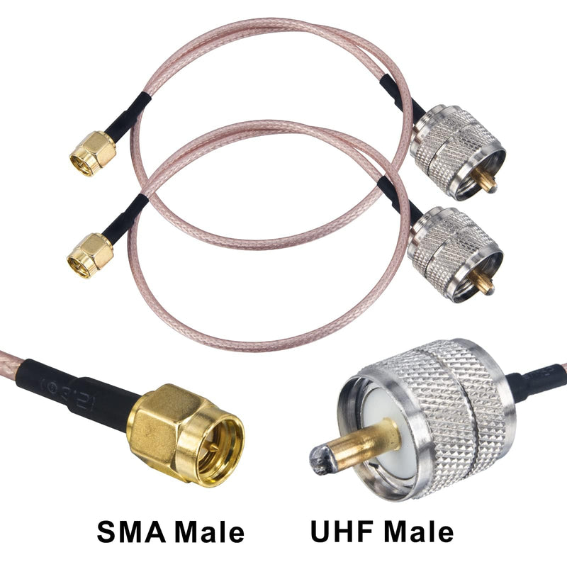 Boobrie SMA Male to PL259 UHF Male RG316 Coaxial Cable 50cm RF Coax CB Radio Pigtail Jumper 2-Pack SMA Male to UHF Male RG316 19.68inch