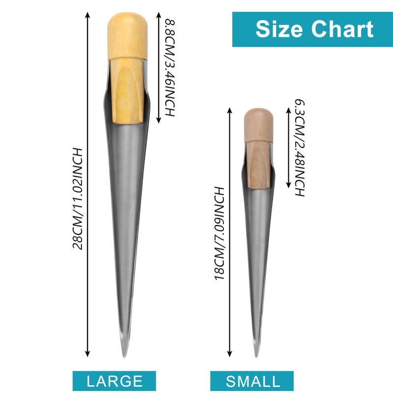 Marine Rope Splicing Spikes FID, Stainless Steel Hollow Splicing Peak with Wood Handle 7inch/11inch for Boat Rope Line Wire Deck Hardware Tool S+L-2pcs