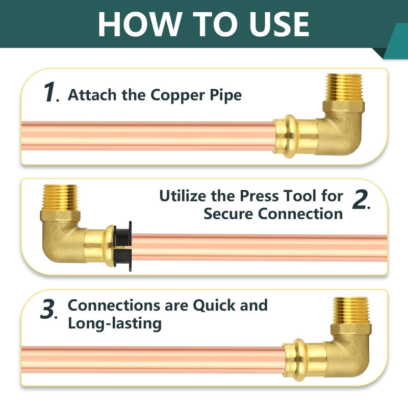 5-Pack Niikappu 3/4" Copper Press X 3/4" Male NPT Elbow(PRESS207-5) 5 3/4" Press X 3/4" Male NPT