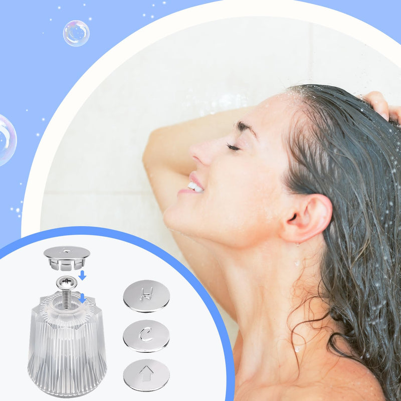 3-Piece Shower Knob Replacements, Universal Clear Acrylic Plastic Hot/Cold/Diverter Shower Knobs Compatible with Price Pfister Contessa & Windsor Bathtub Shower Faucet Handle