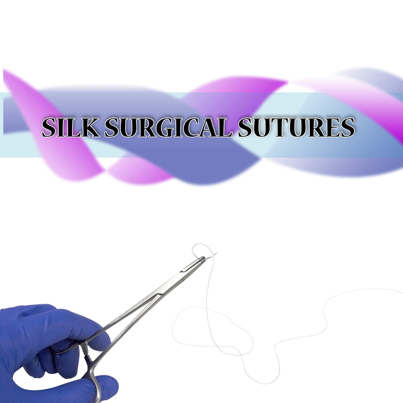 Vision Scientific VSN4002 75cm Silk Suture Thread W Curved Needle 24 PK | Exceptionally Smooth Surface | Superior Tensile Strength |Excellent Knot Security W Manual(Educational & Training Use Only)