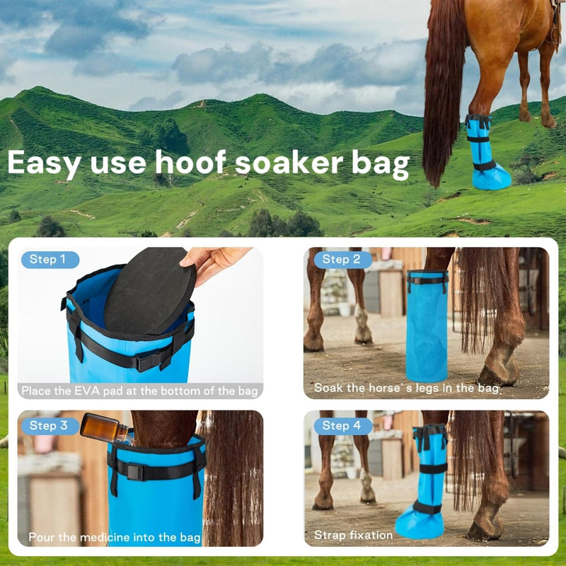 2 Piece Easy Use Hoof Soaking Boot for Horses,Horse ice Boots,Horse hoof Boots,Horse Soaker Bag, hoof Shoes Hooves Care Treatment Bucket,hoof Boots for Horses