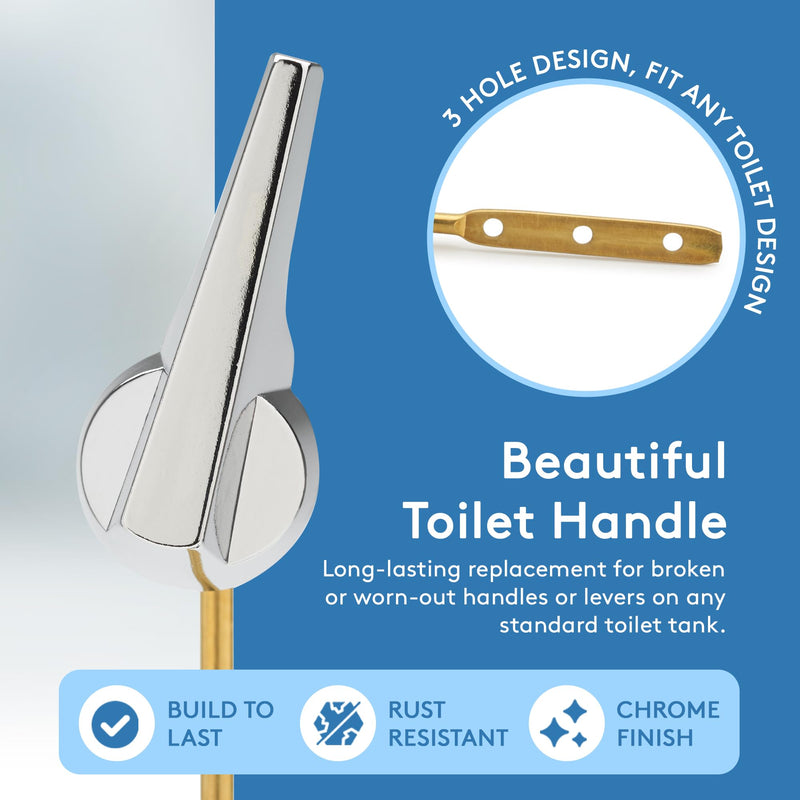 RAVINE Universal Front Mount Chrome Toilet Handle Replacement Kit with 2 Inch Toilet Flapper Replacement - Easy Install Toilet Repair Parts, Fits Most Toilet Tanks
