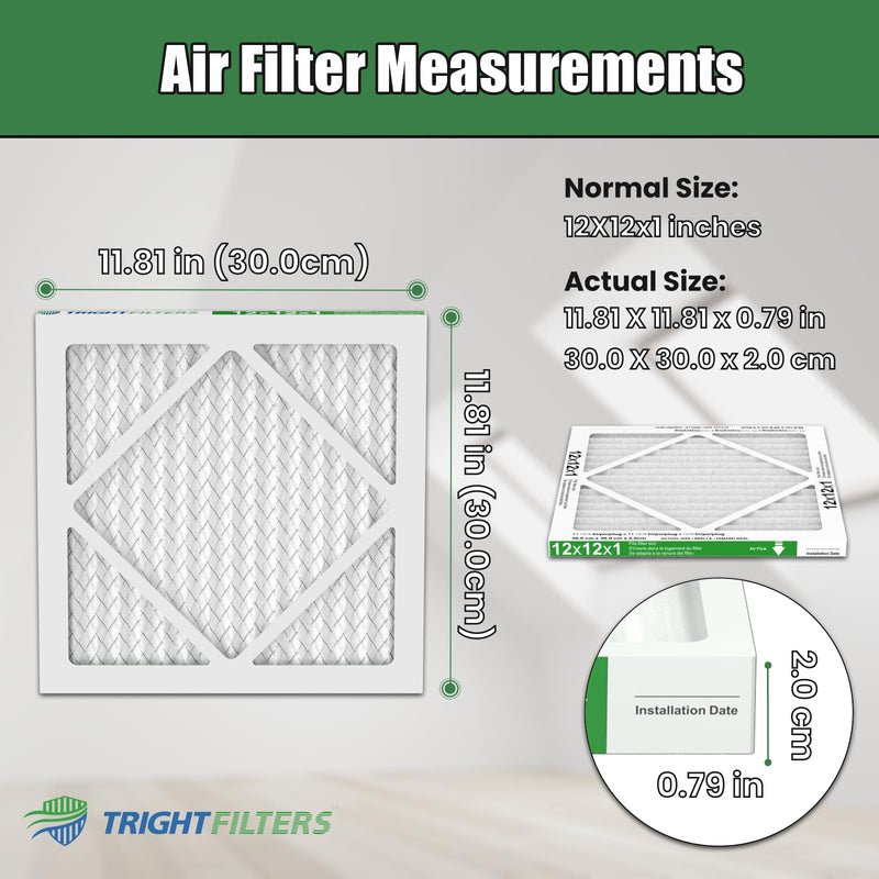 12x12x1 Air Filter 6 Pack, Durable MERV 8 Pleated Home HVAC AC Furnace Filters, Lightweight Compact Air Conditioner Filter Replacement 12x12x1