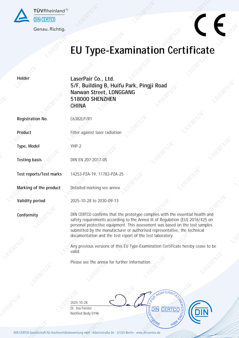 LaserPair 800-1100nm High performance Laser safety goggles, widely used for diode lasers, nd:yag lasers, laser hair removal, laser welding, laser marking etc.,(Model: YHP-2)