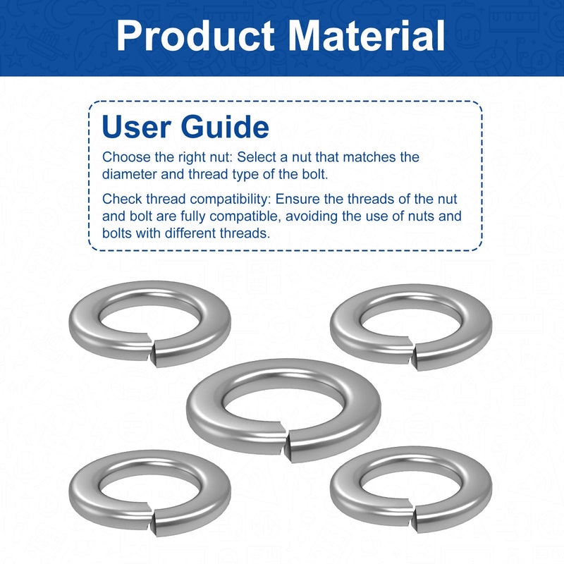 QISHENG 100 PCS #8-32 Stainless Steel SAE Spring Lock Washers,Stainless Steel 18-8 A2(304) washers,Home Washer Colorless