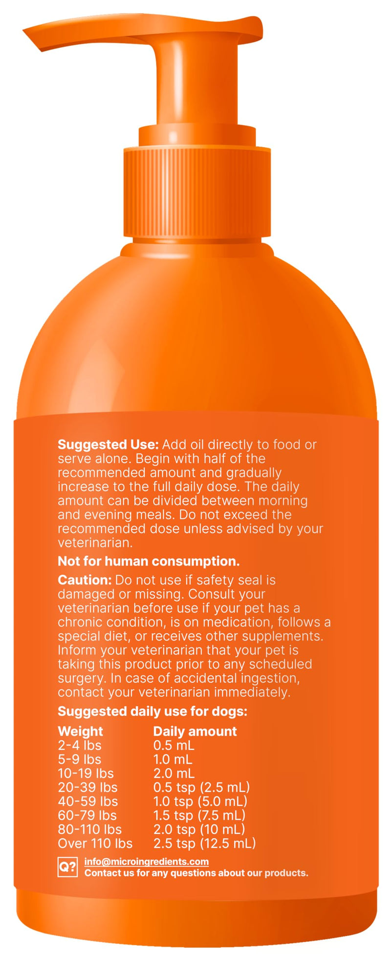 Micro Ingredients Omega-3 Fish Oil for Dogs & Cats, 16 fl oz | Supports Healthy Skin & Shiny Coats* | Liquid EPA & DHA Formula | Wild-Caught Fish Source | Easy-Pump Dispenser | Non-GMO & Pet Friendly