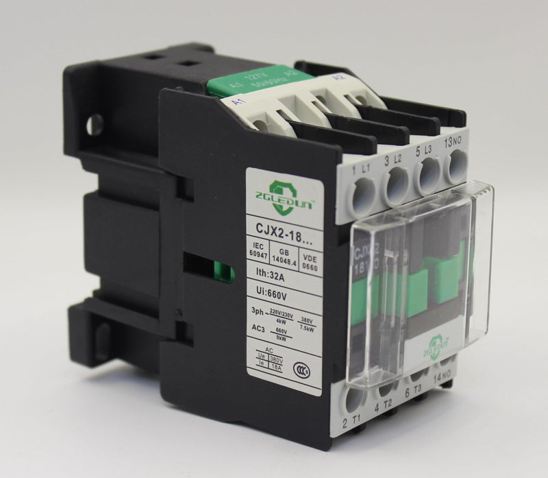 AC Contactor, CJX2-18A*110~127V AC, Screw Clamp Terminals, DIN Rail Installation, 3 Pole+Auxiliary 1NO, Motor Control 127V 18A
