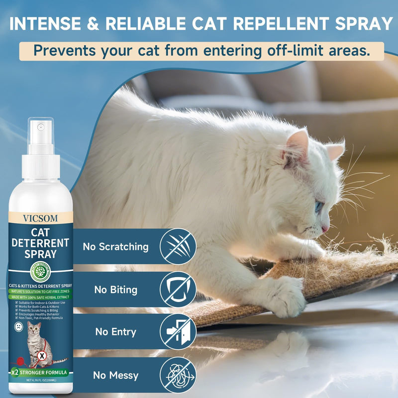 VICSOM Cat Constipation Relief for Cats & Cat Deterrent Spray Bundle, Natural Liquid Constipation Drops for Cats, Natural Cat Repellent Spray, Chicken Flavor 60 Ml + 6.76 FL Oz