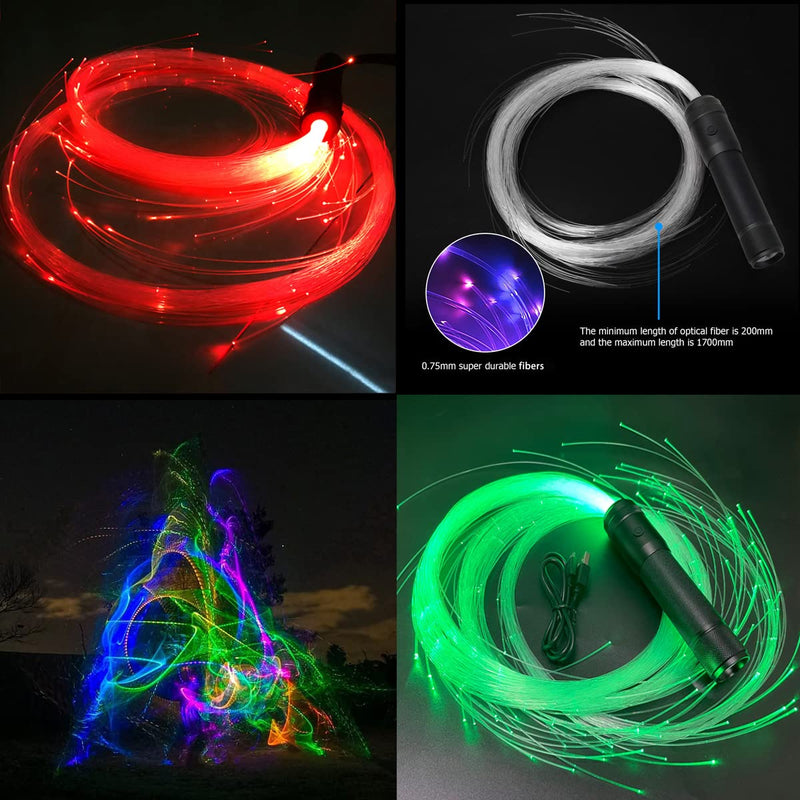 Fiber Optic Dance Whip Rechargeable, AZIMOM Space Whip 6ft 360° Swivel 36Mode Pixel Flow Whip Rave Toy Light Up Whip for Party Dancing EDM Music Festival Show
