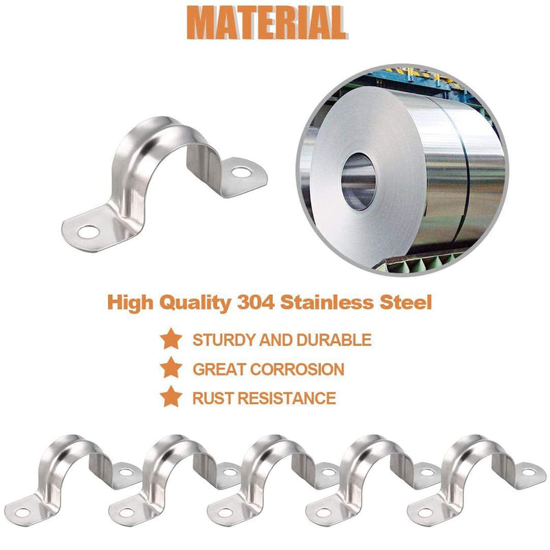 2 Pcs 8inch Rigid Pipe Strap,Two Hole Stainless Steel Strap U Bracket, Widened Tube Strap Tension Clip Assortment Kit Heavy Duty Pipe Clamp（219mm） 219mm/8inch