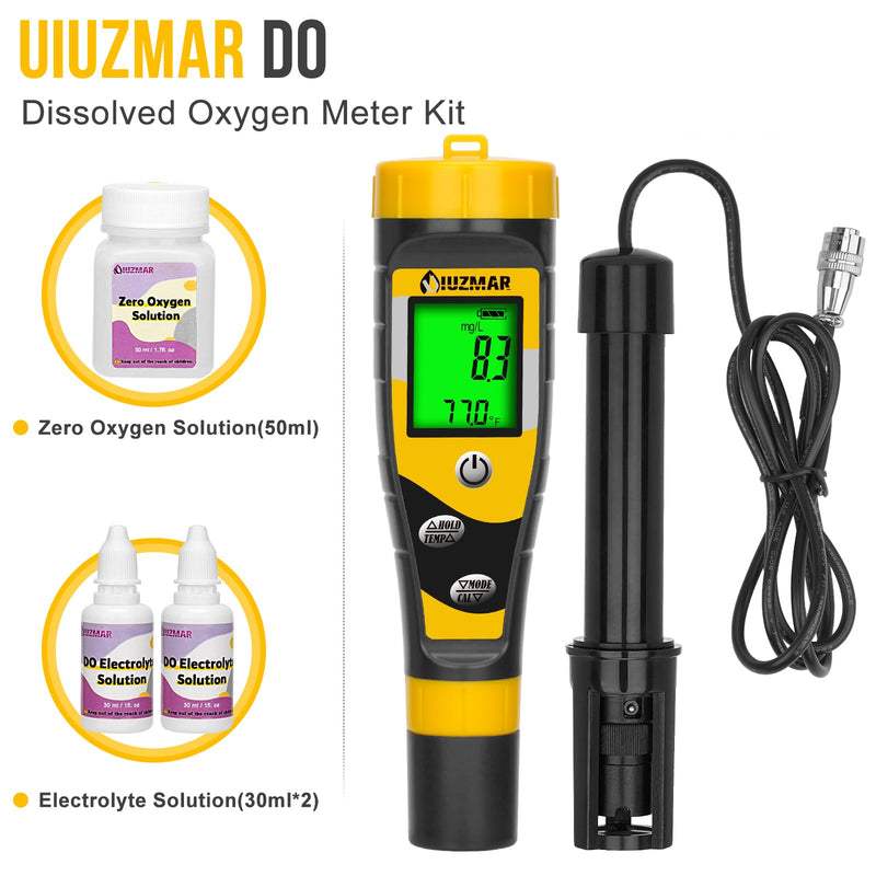 Digital Dissolved Oxygen Meter Portable Dissolved Oxygen Test Kit with 3.6ft Electrode for Ponds Aquarium Aquaculture Do Meter for Water Fish Tank with Measuring Range 0.0‑40.0 Mg/L