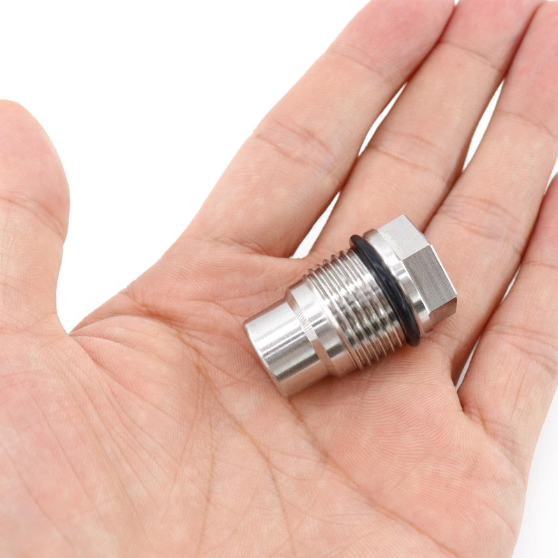Fuel Rail Plug Valve Diesel Common Rail Fuel Plug Stainless Steel Fuel Pressure Relief Valve Fuel Rail Plug Valve M20x1.5 for Chevy GMC 6.6l Duramax 05-10 & Dodge 6.7l Cummins