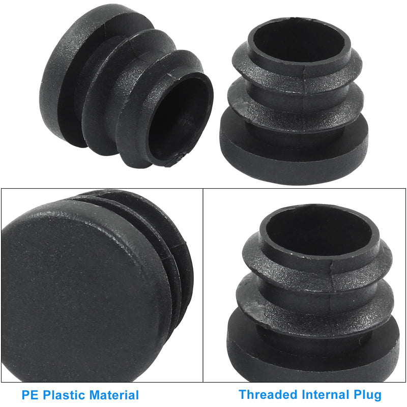 40 Pack 5/8" Round Plastic Plug, Furniture Pipe Tube Cover Insert Tubing End Caps for Round Tubing Post, Pipe Post, Chairs (Black) 40 Pack 5/8 Inch