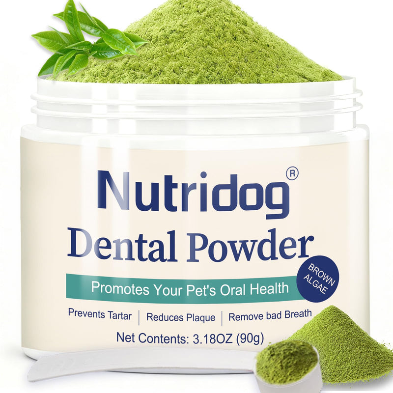 Dog Dental Powder - Dog Teeth Cleaning Powder for Removing Dental Plaque - Plaque & Bad Breath Off Powder with Probiotics & Brown Algae - Dental Care for Dogs & Cats - 90g 90 Grams