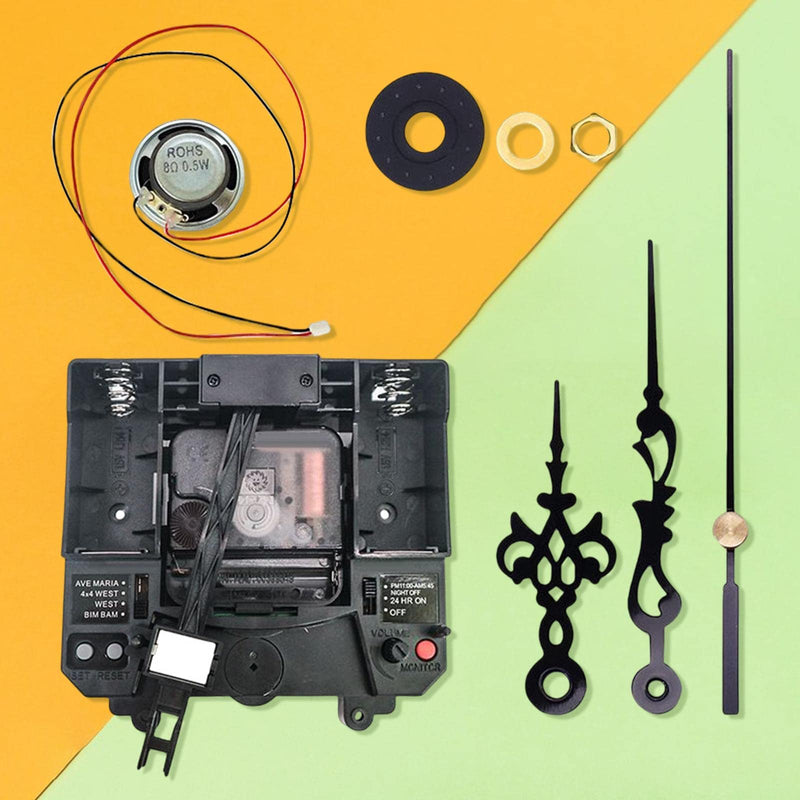 Milageto Quartz Clock Movement Mechanism, with Hands Silent Music Box Mechanism Kits Repair Tool Parts Making Long Shaft for Clock Repair Replacement, Style D