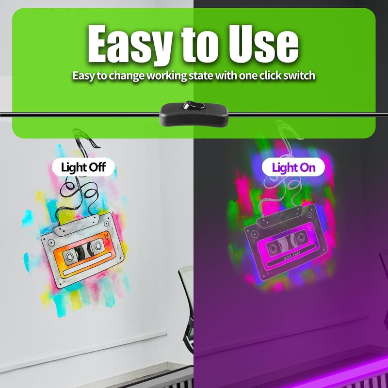 42W LED Black Light Bar, IP66 Waterproof Blacklight Bar with 6ft Cord+Plug+Switch, Black Lights for Glow Party, Fluorescent Poster, Body Paint, Birthday, Halloween, Bedroom, Classroom 42W-1Pack