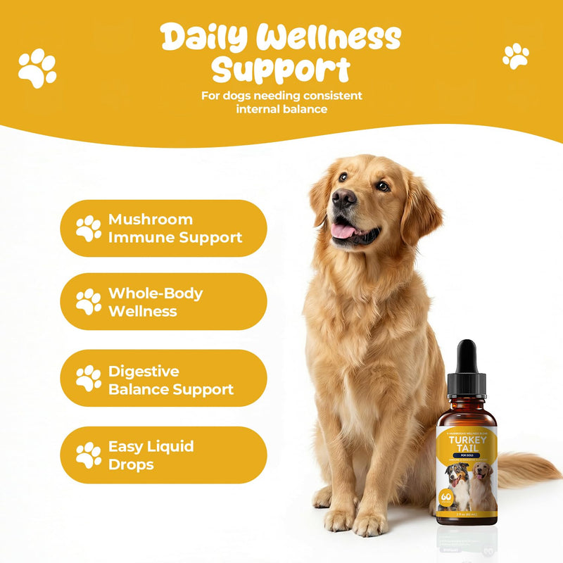 Turkey Tail Mushroom for Dogs - Lipoma Treatment for Dogs & Lumps and Bumps Support - Dog Immune Defense & Digestive Support Liquid Drops - Mushroom Dog Supplements with Probiotic Blend, 60 ml