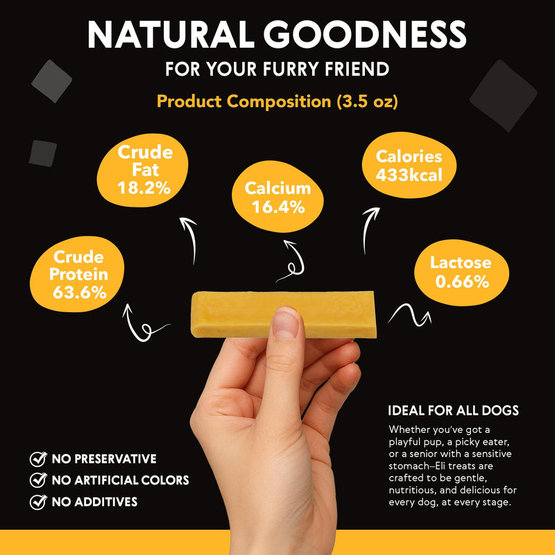Eli Himalayan Dog Chew – 100% Natural, Long-Lasting Chews for Dogs 11–22 lbs, Protein-Rich, Gluten Free, Grain Free, Lactose Free, Safe & Healthy Dental Treats – Size Medium, 4 Pack 2.3 Ounce (Pack of 4)