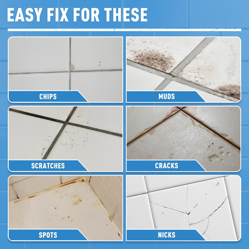 DWIL Tub and Tile Paint, White Paint for Bathtub, White Touch Up Paint for Porcelain, Scratches, Cracks and Spots on Tile, Quick Dry Porcelain Paint, Porcelain Repair Kit for Sinks, Enamel and Toilets, 1.5 Fl Oz(Semi White) Semi Gloss