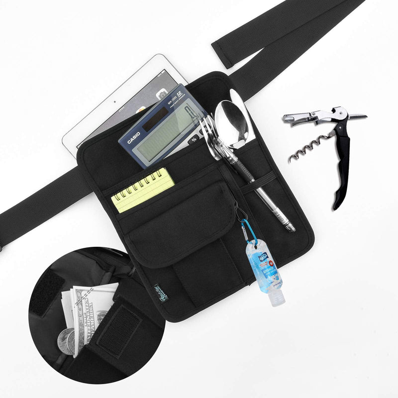 Beautyflier Premium Quality Restaurant Waiter Waist Money Pouch, Restaurant Waitress Accessories Bag, Restaurant Serving Apron Bag with Adjustable Belt for Restaurant, Hotel, Bar etc. 8.25 x 10" Black