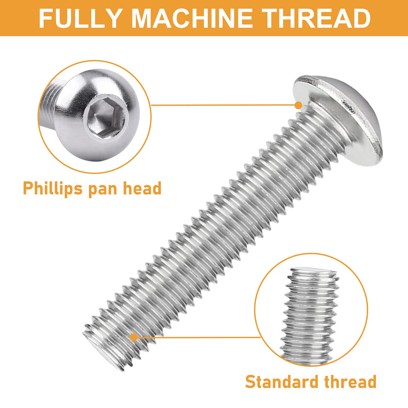 M8-1.25 x 16/20/25/30/40mm Button Head Socket Cap Screws VIGRUE 135PCS M8 Allen Hex Drive Screws Nuts Washers Assortment Kit 18-8 Stainless Steel 304, Bright Finish, Fully Threaded M8-1.25