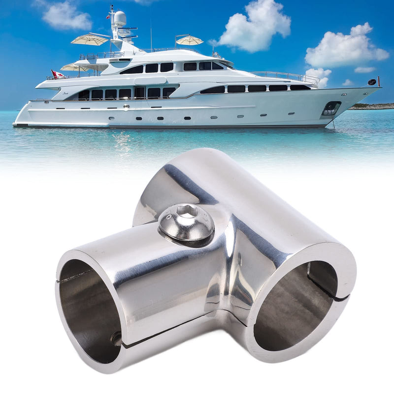 KIMISS Marine Grade Handrail Fitting 90 Degree Tee Connector, Stainless Steel Tube Pipe Joiner 1 inch (25.4mm ID) Separable Boat Rail Fitting for Yacht Ship Handrail System