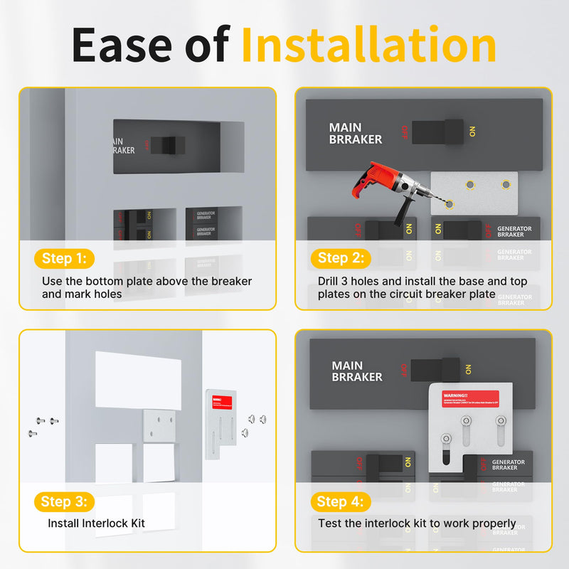 Joinfworld Generator Interlock Kit Compatible with Square D QO or Homeline 150 and 200 Amp Panels, Interlock Kit with 1 3/8 Inch Spacing Between Main and Generator Breaker SD&DQ-200A