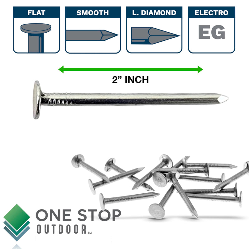 2-Inch Galvanized Roofing Nails Professional Grade - Used to fasten roofing felt, asphalt singles & insulation board (50) 50