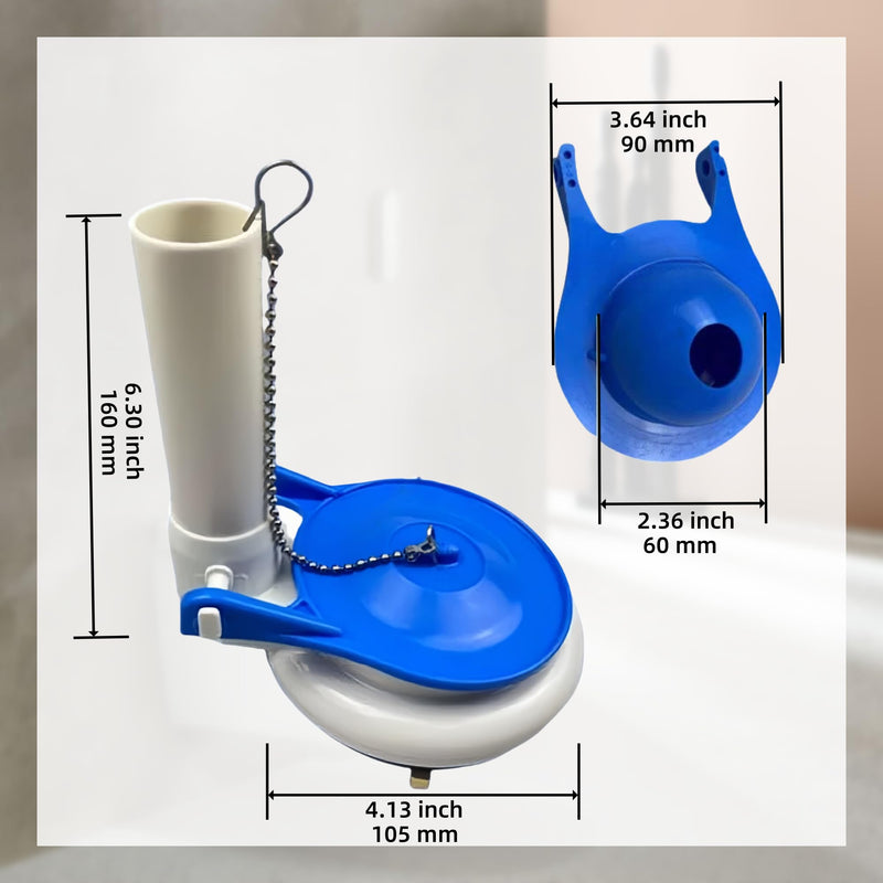 Toilet Flush Valve Assembly, 3 Inch, Compatible with One - Piece Toilets -WC Tank Repair and Replacement Part Featuring Chain and Flapper Blue/White