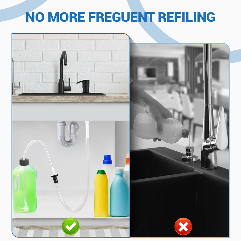 Sink Soap Dispenser Tube Kit, 47” with Upgraded Check Valve, Never Fill The Little Bottle Again (White-1pcs) White 47"
