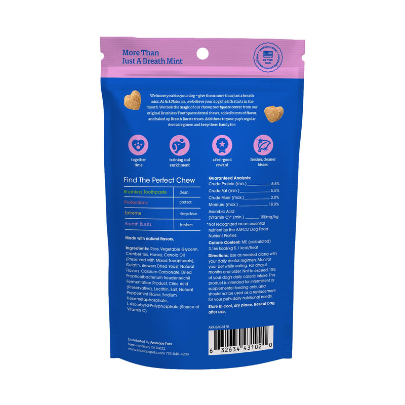 Ark Naturals Small Breed Soft Brushless Toothpaste + Breath Bursts Bundle - Vet Formulated Dog Dental Chews for Small Breeds - Helps Reduce Plaque & Tartar, Polishes Teeth, and Freshens Breath