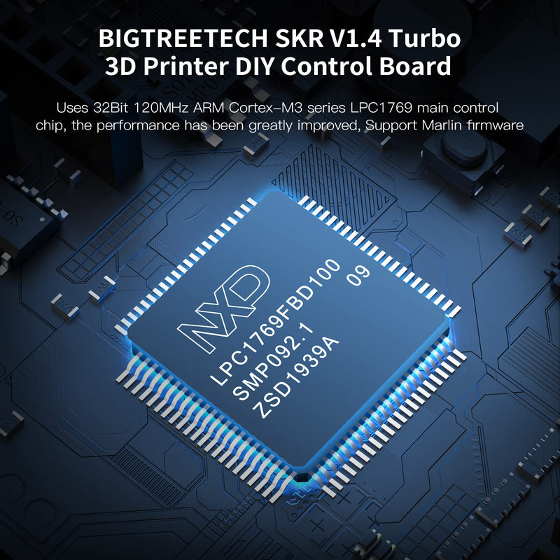 BIGTREETECH SKR V1.4 Turbo 32Bit Control Board 120MHZ Support 5 Axis TMC2209 Stepper Motor Driver Klipper/Marlin Compatible with HDMI5/TFT35/TFT70 Touch Screen BTT Pi for Ender 3/CR10/Voron DIY Board BTT SKR V1.4 Turbo