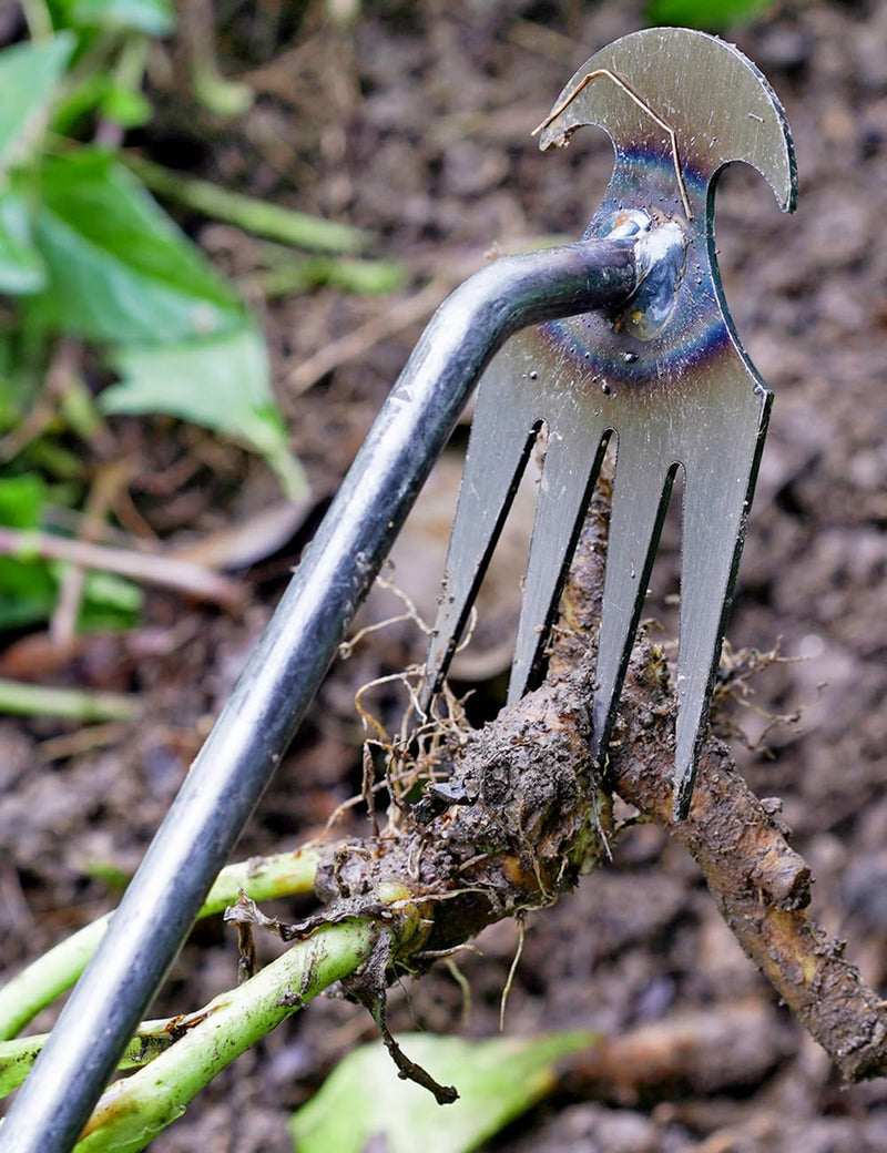 TOYPOPOR New Weeding Artifact Uprooting Weeding Tool, 16" Weed Puller, 4 Teeth Manganese Steel Forged Hand Pulling Weeder for Garden Yard Farm Weed Removal 4 Teeth Weeder