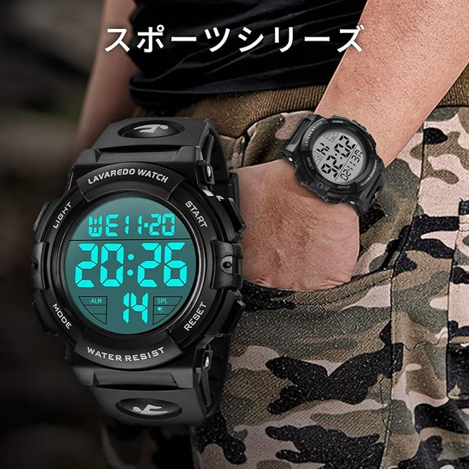 Men's Digital Sports Wristwatch, Multifunctional, LED Display, Outdoor Wristwatch, 03-black, Stylish - NewNest Australia
