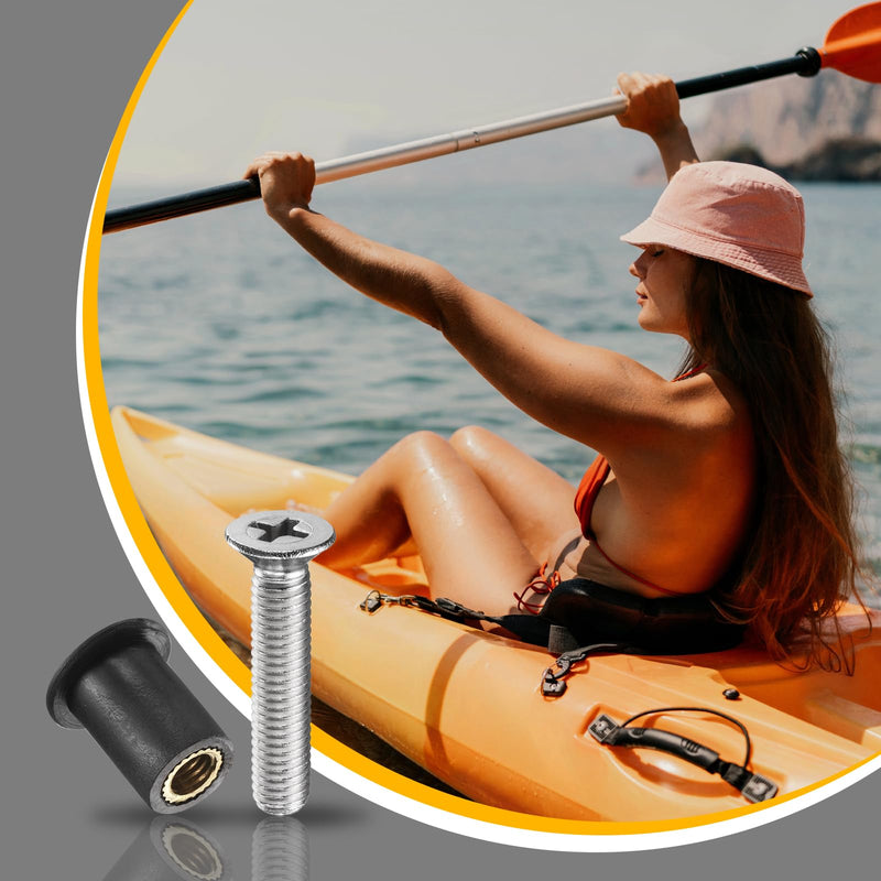 uxcell 72 Pairs M4 M5 M6 Neoprene Well Nuts with Stainless Steel Screw, Rubber Well Nuts Kit Brass Copper Bolt, Universal Motorcycle Fasteners for Kayak Boat Windscreen