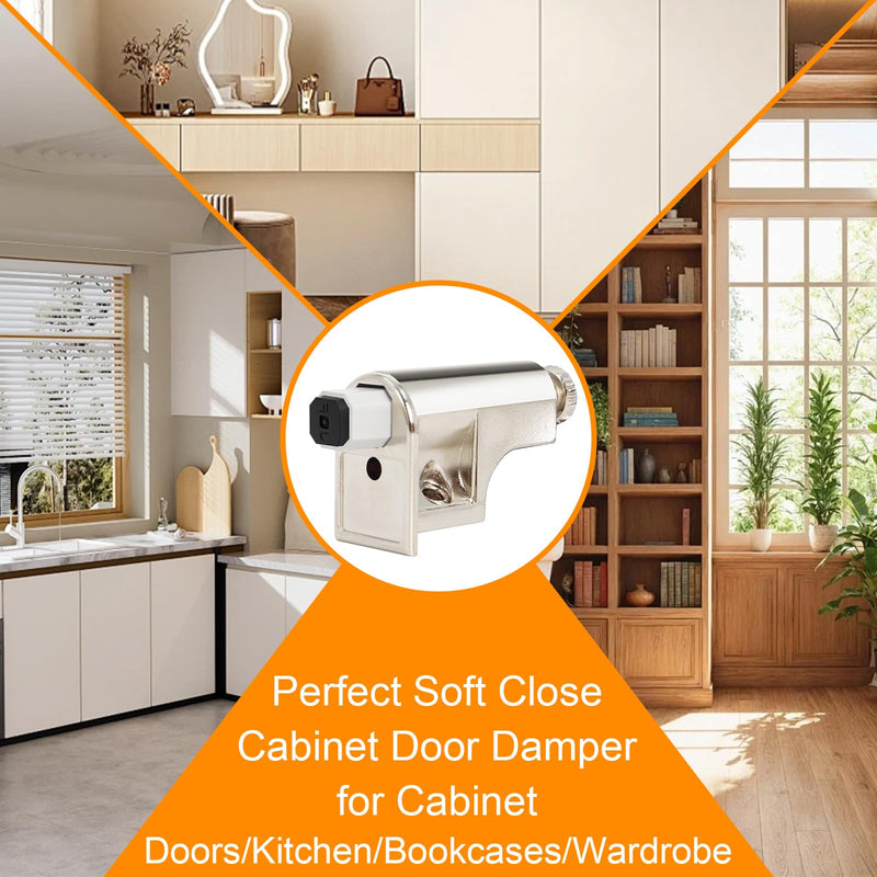25 Packs Soft Close Cabinet Door Damper, Adjustable Slow Close Door Dampers, Soft Close Damper for Smooth Closure & Noise Reduction, Universal Hydraulic Buffer for Cabinet Doors/Bookcases/Kitchen