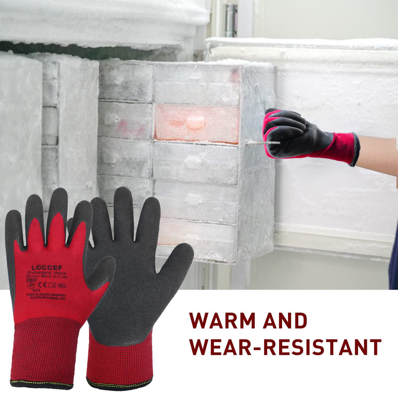 2 Pairs Winter Work Gloves for Men and Women, Freezer Gloves for Work Below Zero, Thermal Insulated, Super Grip Large (Pack of 2)