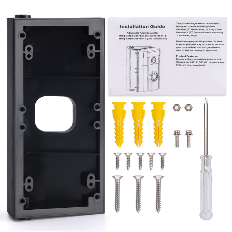 Adjustable 30 to 55 Degree Doorbell Angle Mount Compatible with Video Doorbell 1st / 2st / 3st / 4st / (2020 Release), Replacement Angle Adjustment Adapter Mounting Bracket Wedge Kit