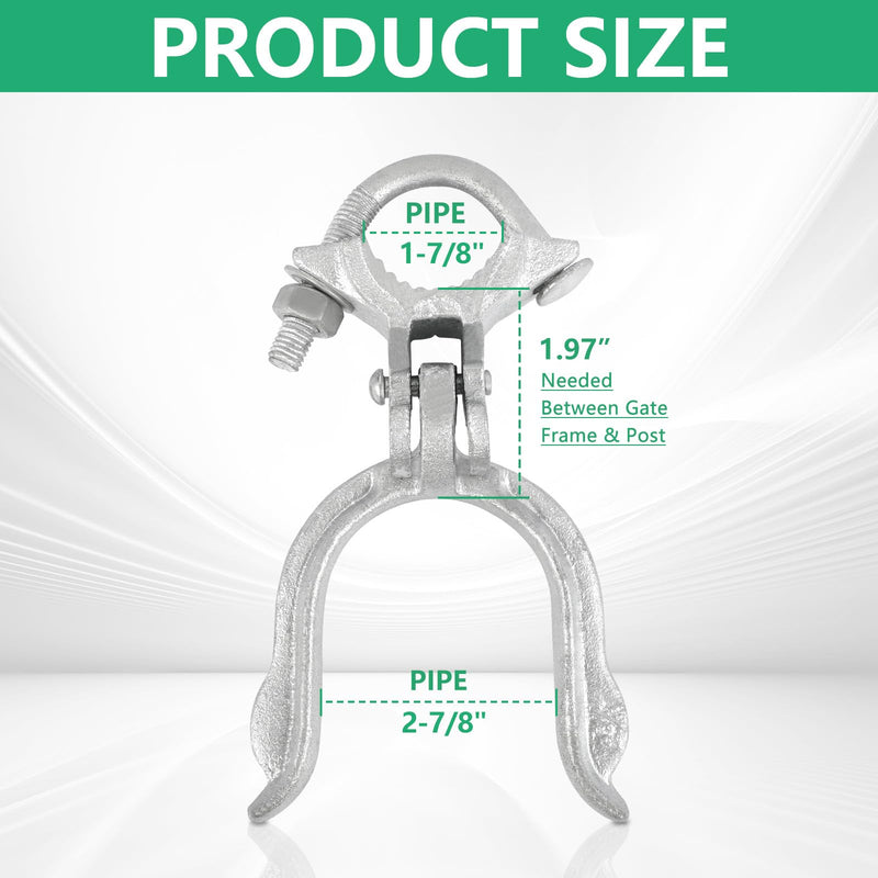 Chain Link Fence Gate Fork Latch - Commercial Heavy Duty - Malleable - Galvanized Gate Latch with Hole for Padlock (1-7/8" x 2-7/8") 1-7/8" x 2-7/8"