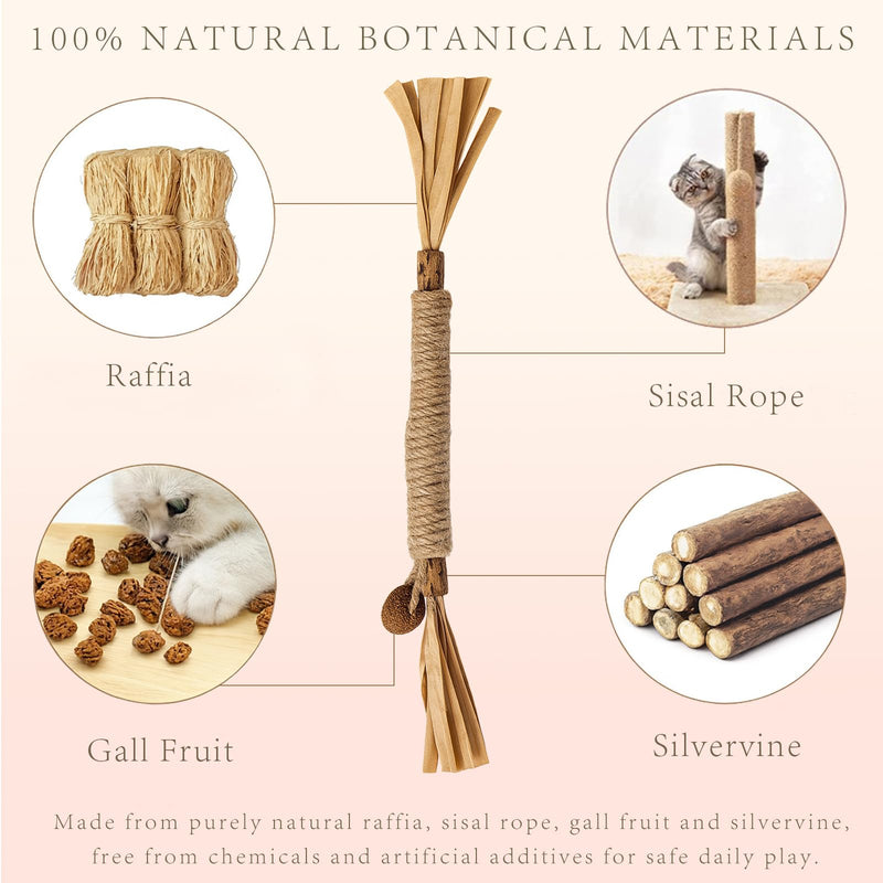 Natural Silvervine Cat Chew Sticks Set of 3-Pieces, Edible Kitten Teeth Cleaning Toys, Dental Care Lick Treats